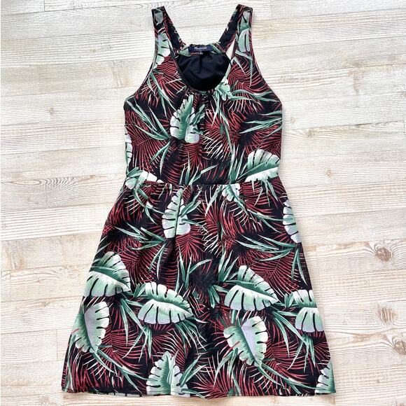 Madewell 100% Silk Island Mini Dress‎ | Tropical Jungle Leaf Print Size 0 - Picture 1 of 9